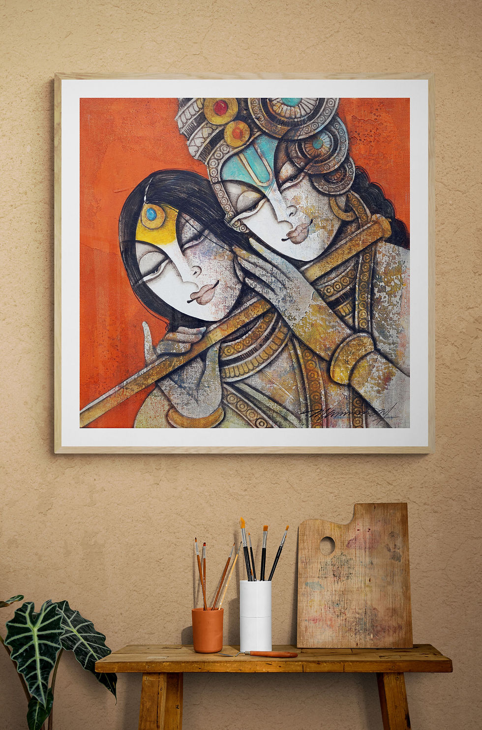 Thumbnail: Flute of Love – Radha Krishnas Divine Love (Art Print)