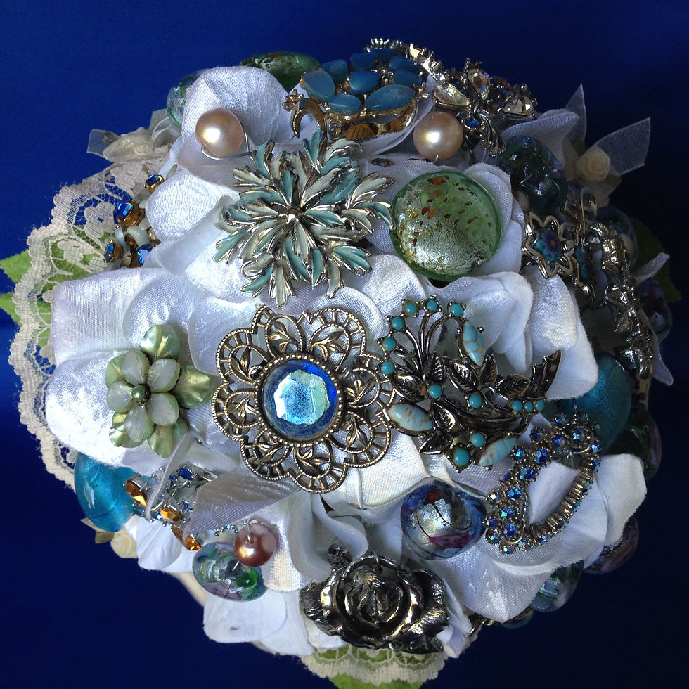 Thumbnail: BB 0005 Silver & Blue Vintage Brooch Bouquet