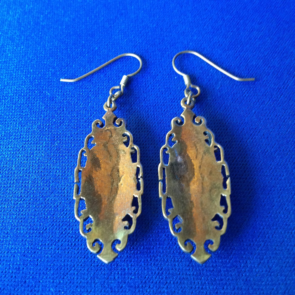 Thumbnail: TTO 0498 Brass Earrings with Green Ovals