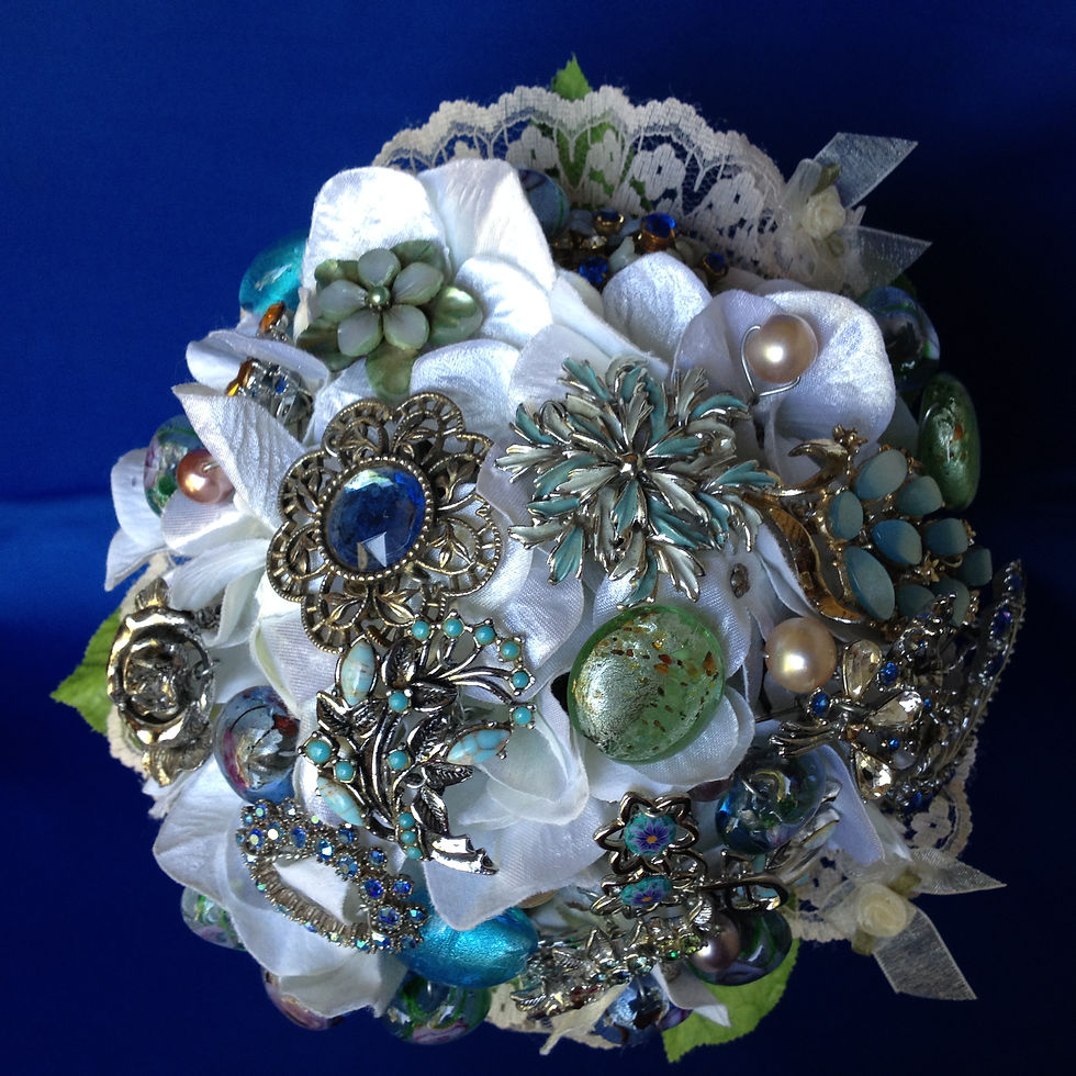 Thumbnail: BB 0005 Silver & Blue Vintage Brooch Bouquet