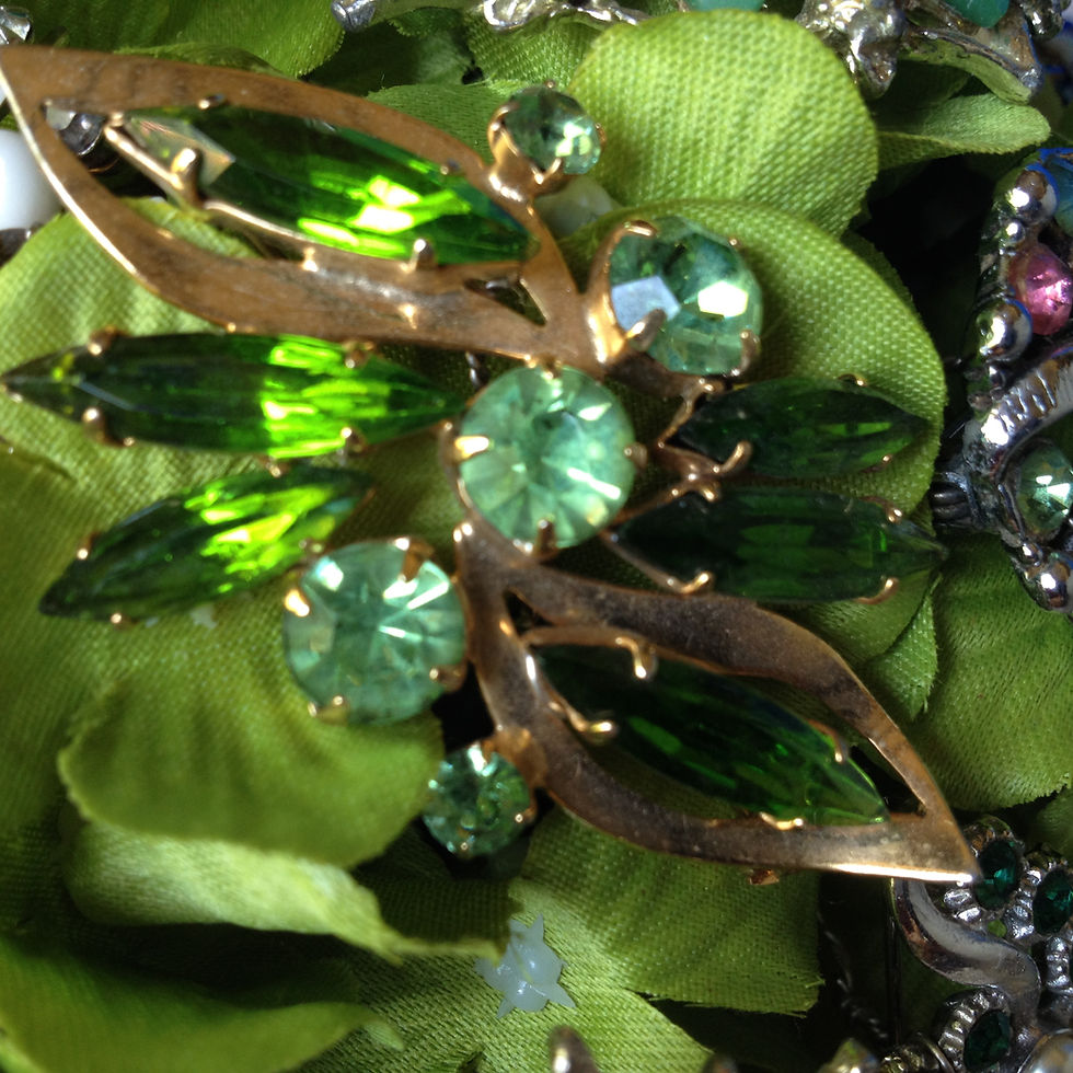 Thumbnail: BB 0007 Vintage Brooch Bouquet with Green Flowers