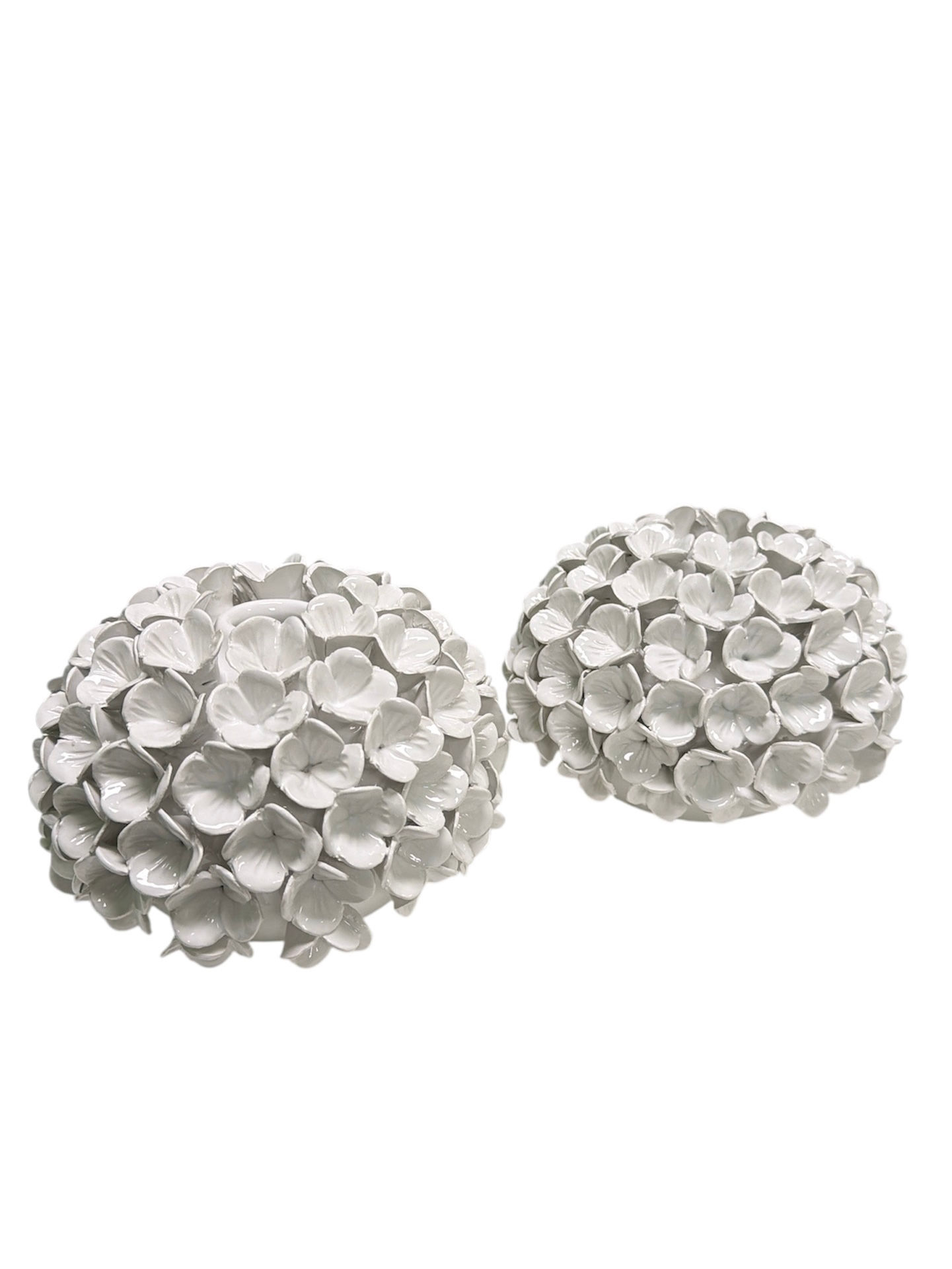 S/2 White Hydrangea Bud Vases / Candle Holders