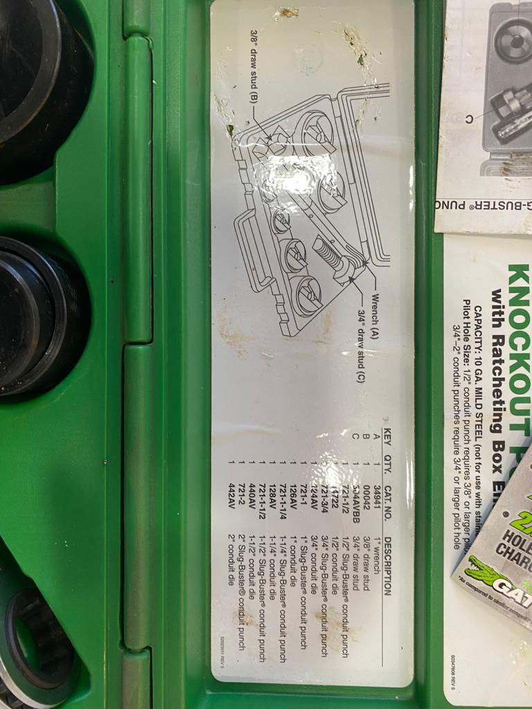 Miniature : GREENLEE KNOCKOUT PUNCH SET SLUGOBUSTER.   P/N 7238SB