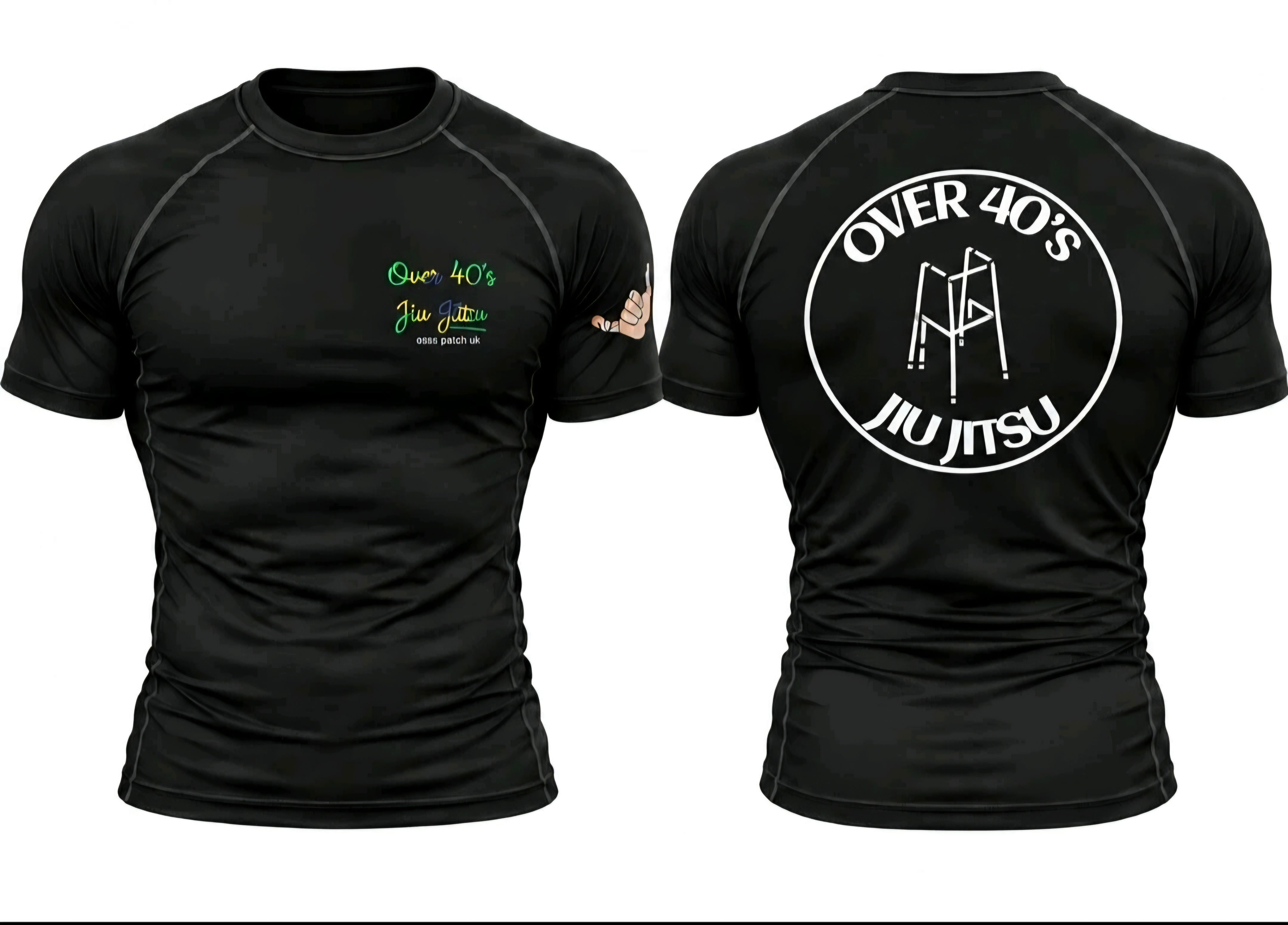 Over 40s Jiu Jitsu BJJ Short Sleeve Rash Guard Compression No Gi