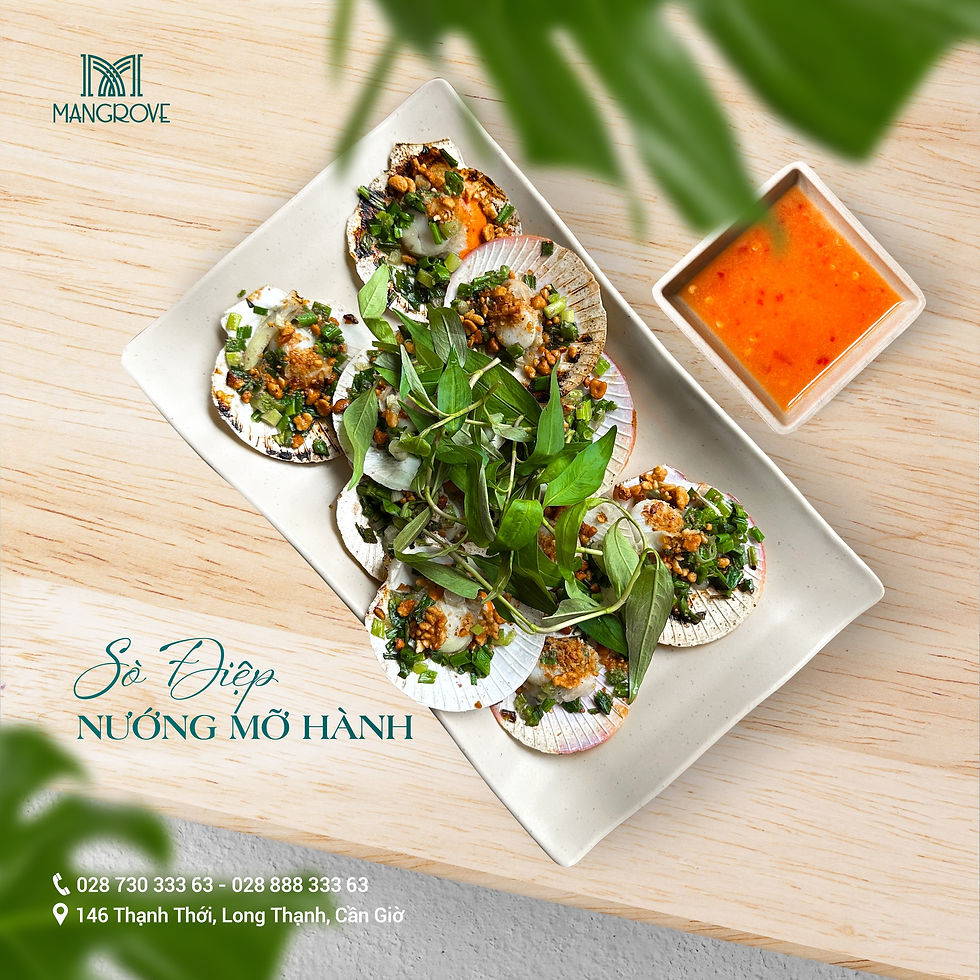 Hàu nướng mỡ hành béo ngậy, thơm lừng – món ăn được yêu thích trong mọi bữa tiệc tại Cần Giờ