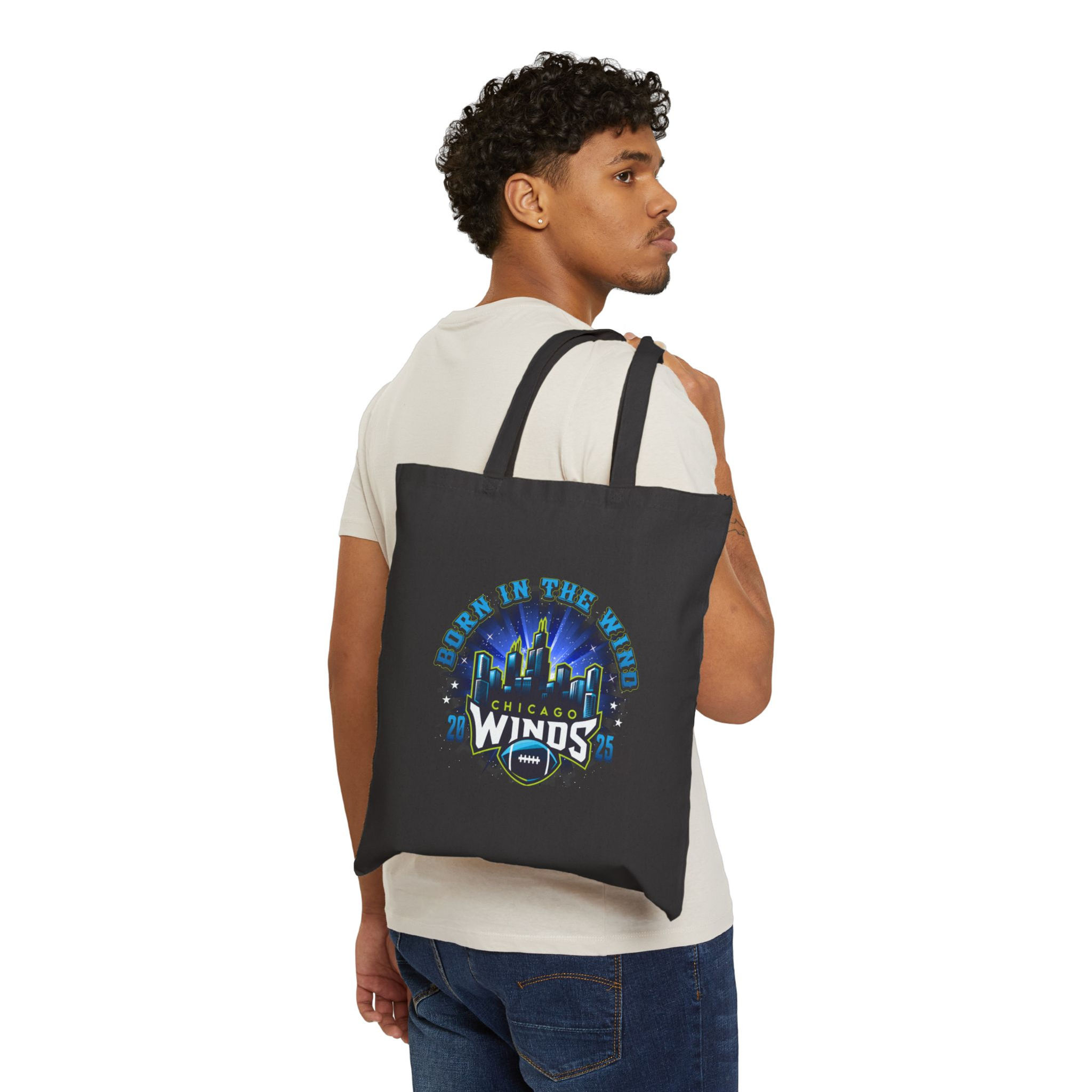 Chicago Winds Cotton Canvas Tote Bag - Born in the Wind Design