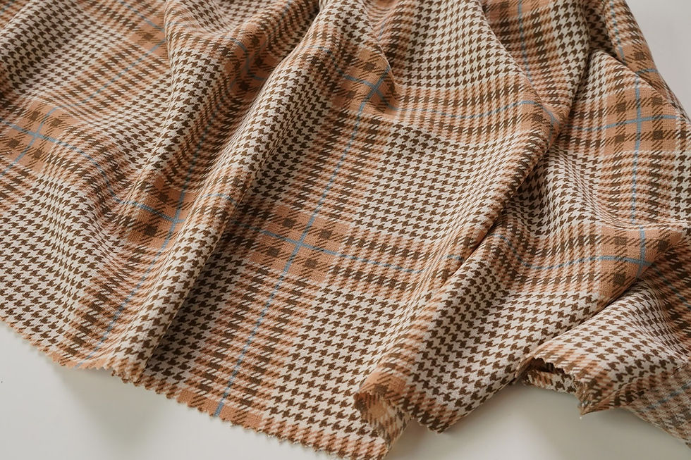 Thumbnail: GLEN HOUNDSTOOTH LINEN LOOK PLAIDS - APRICOT 2555