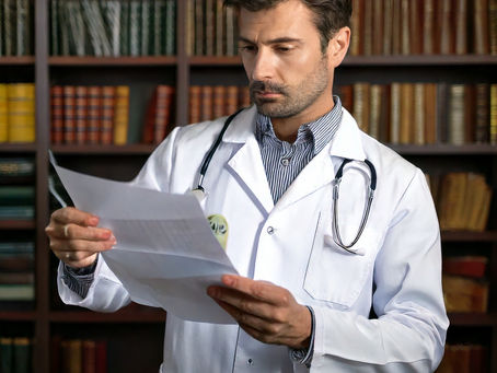 médico avaliando custos investimento logotipo barato
