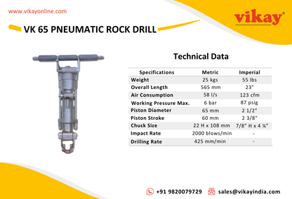 VK-65 Pneumatic Rock Drill - RH 568