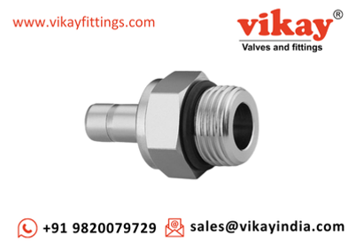 Adaptador de conector de porta macho - 1/2 polegada x 1/4 polegada (diâmetro externo do tubo x vedação O macho rosca paralela ISO) - conexões de tubo SS 316