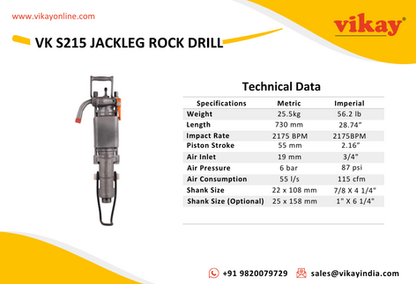 VK S215 Pusherleg Rock Drill - Seco S215