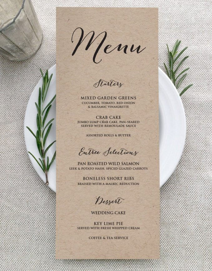 MENU RUSTICO