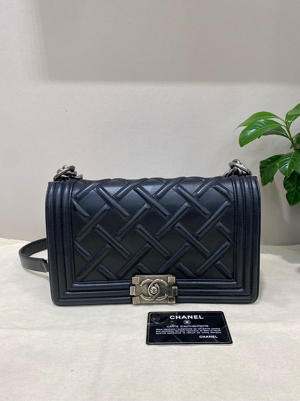 Chanel le Boy Medium Black Silver