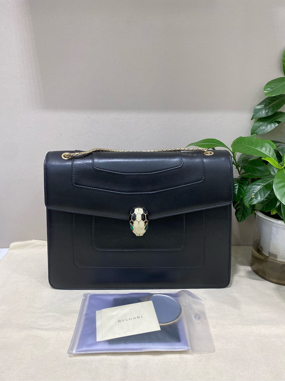 Bvlgari Serpenti Forever Large Black Snake Head Bag