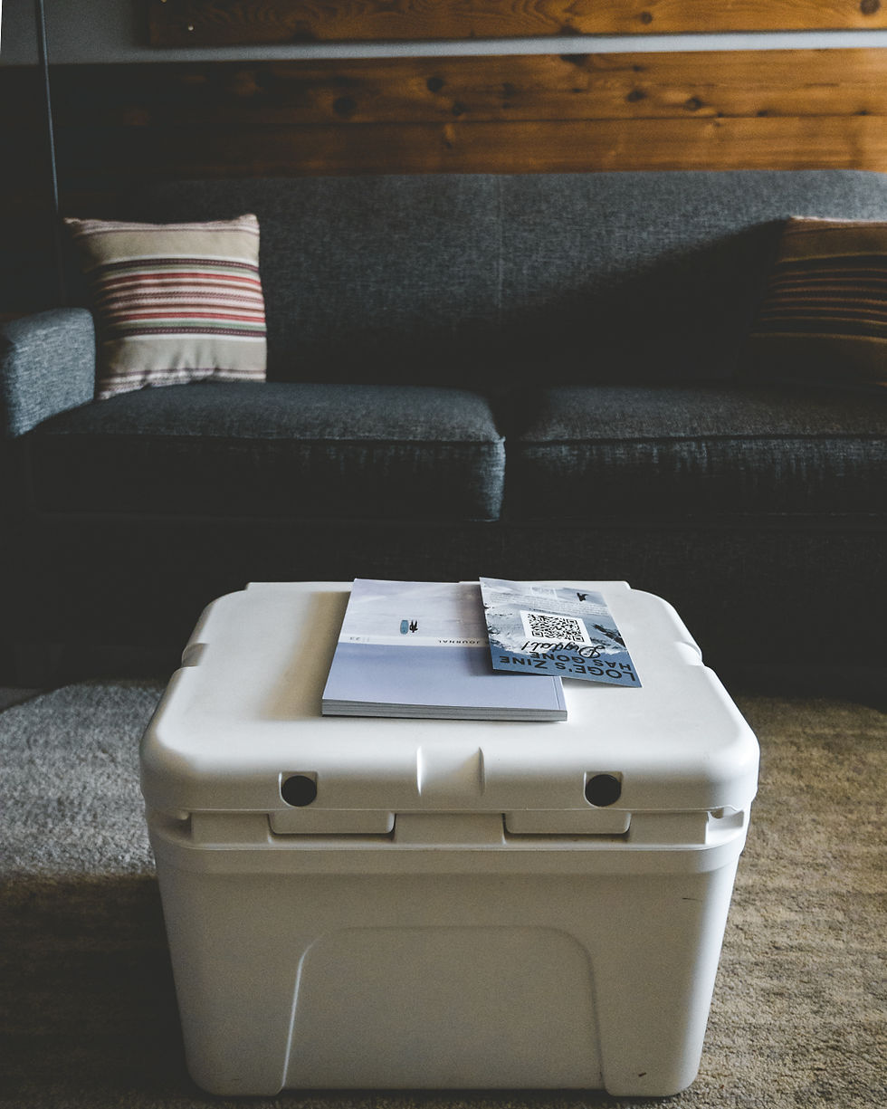 yeti cooler and couch