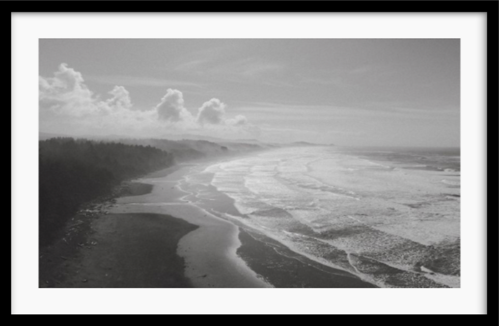 Framed Print of Newport Oregon Coastline in Black and White