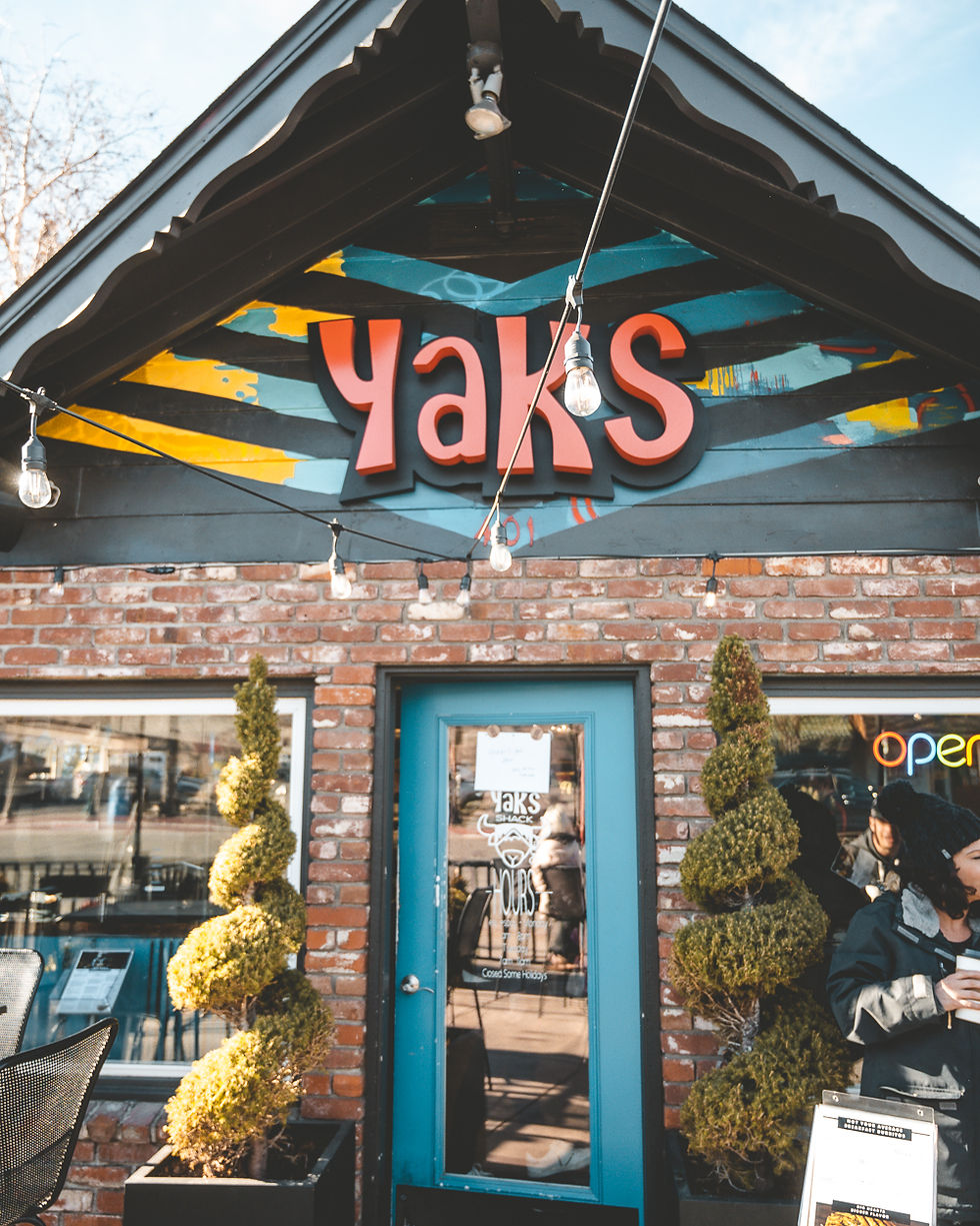 Yaks Coffeehouse in downtown Mt.Shasta for breakfast burritos, coffee and baked goods.