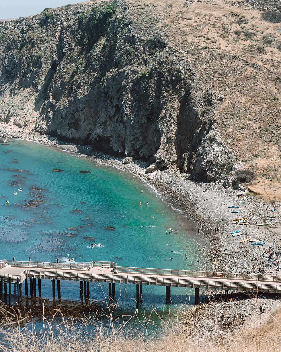 View overlooking Scorpion Anchorage and Beach for Swimming on Santa Cruz Island