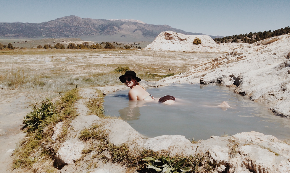 Soaking at Travertine Hot Springs near Bridgeport, CA