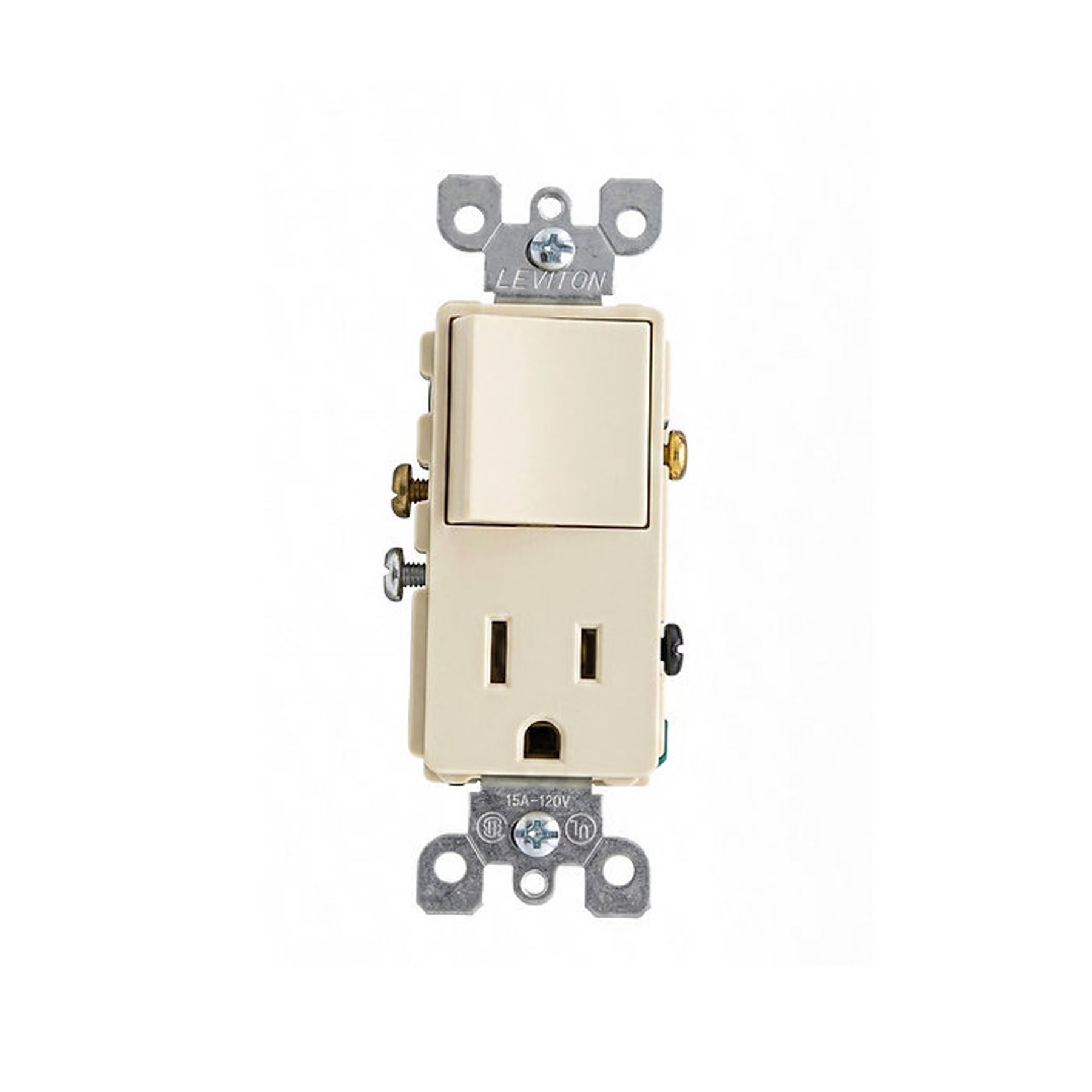 Interruptor de un polo con tomacorriente TR Decora Leviton