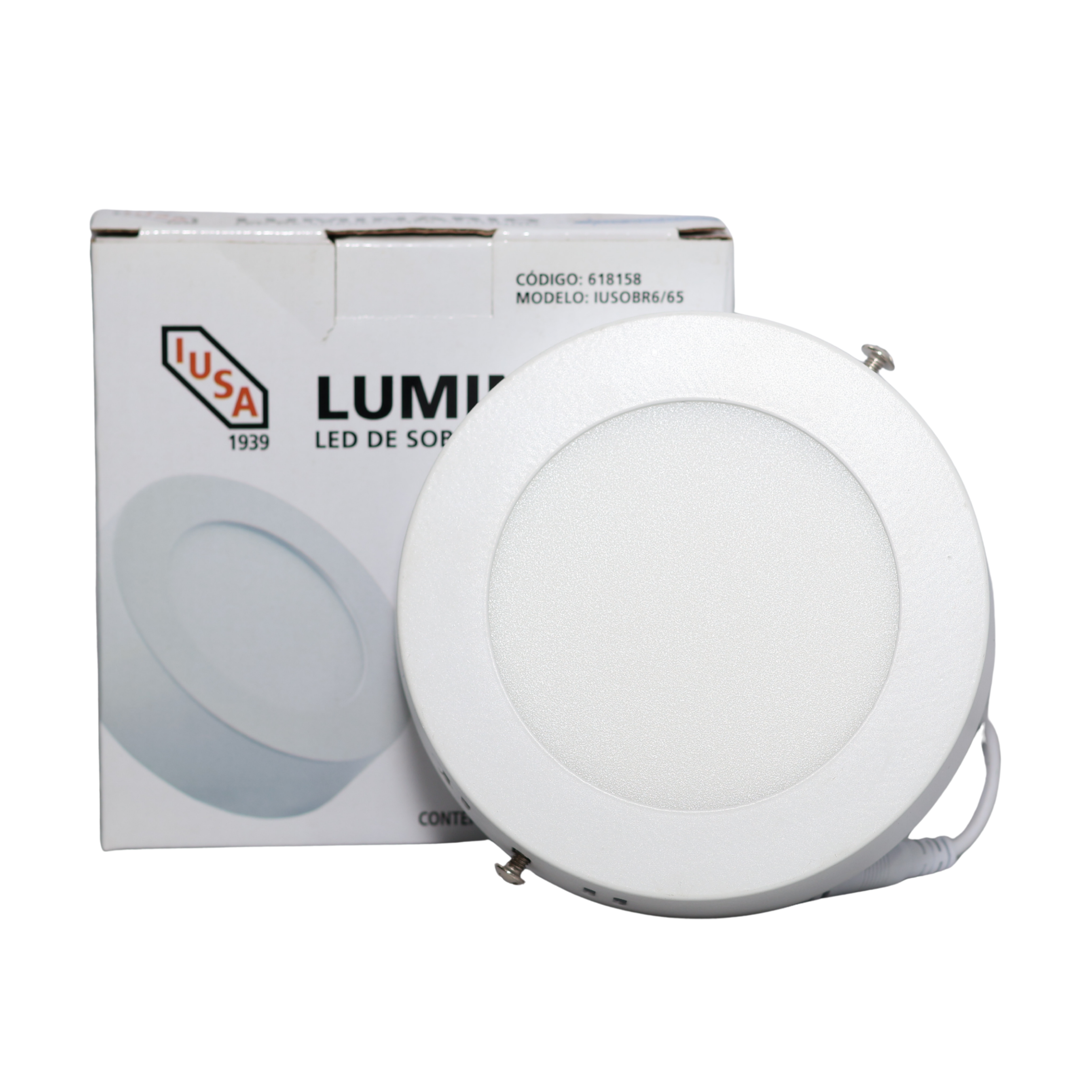 Luminario LED redondo de sobreponer IUSA IUSOBR6/65 blanco mate