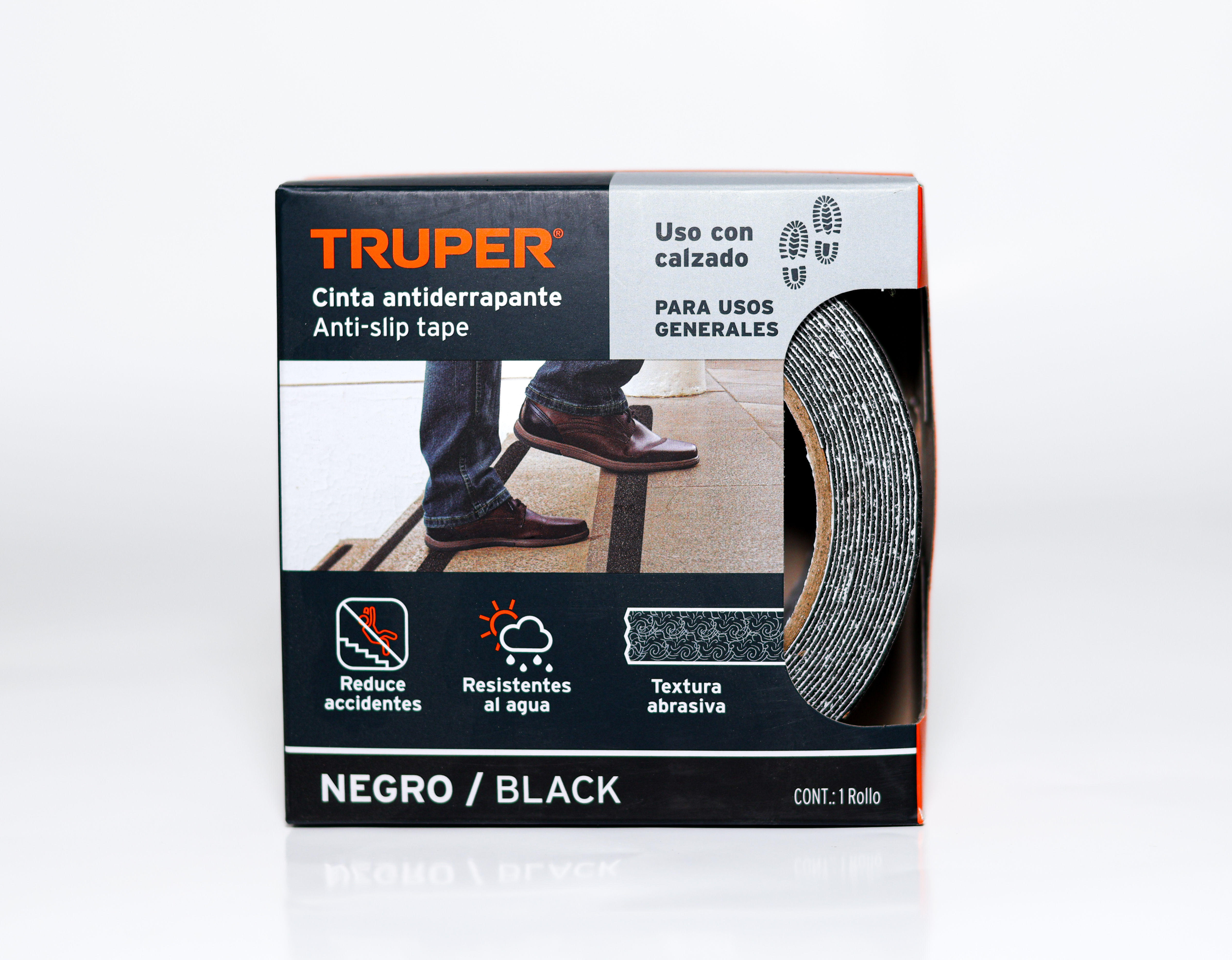 Cinta antiderrapante Truper CIA-25N negra 50 mm x 5 m