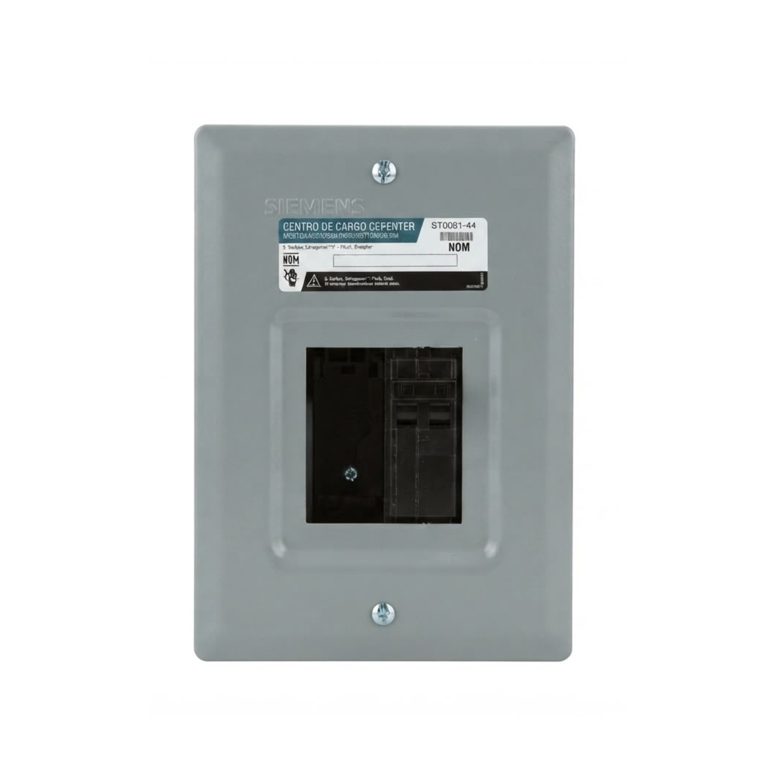 Centro de carga Siemens metálico de 2 espacios