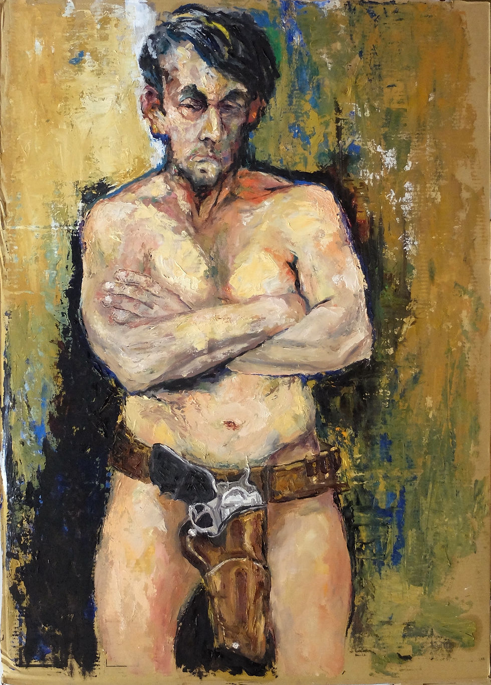 2nd amendment guy oil on board 36_x4