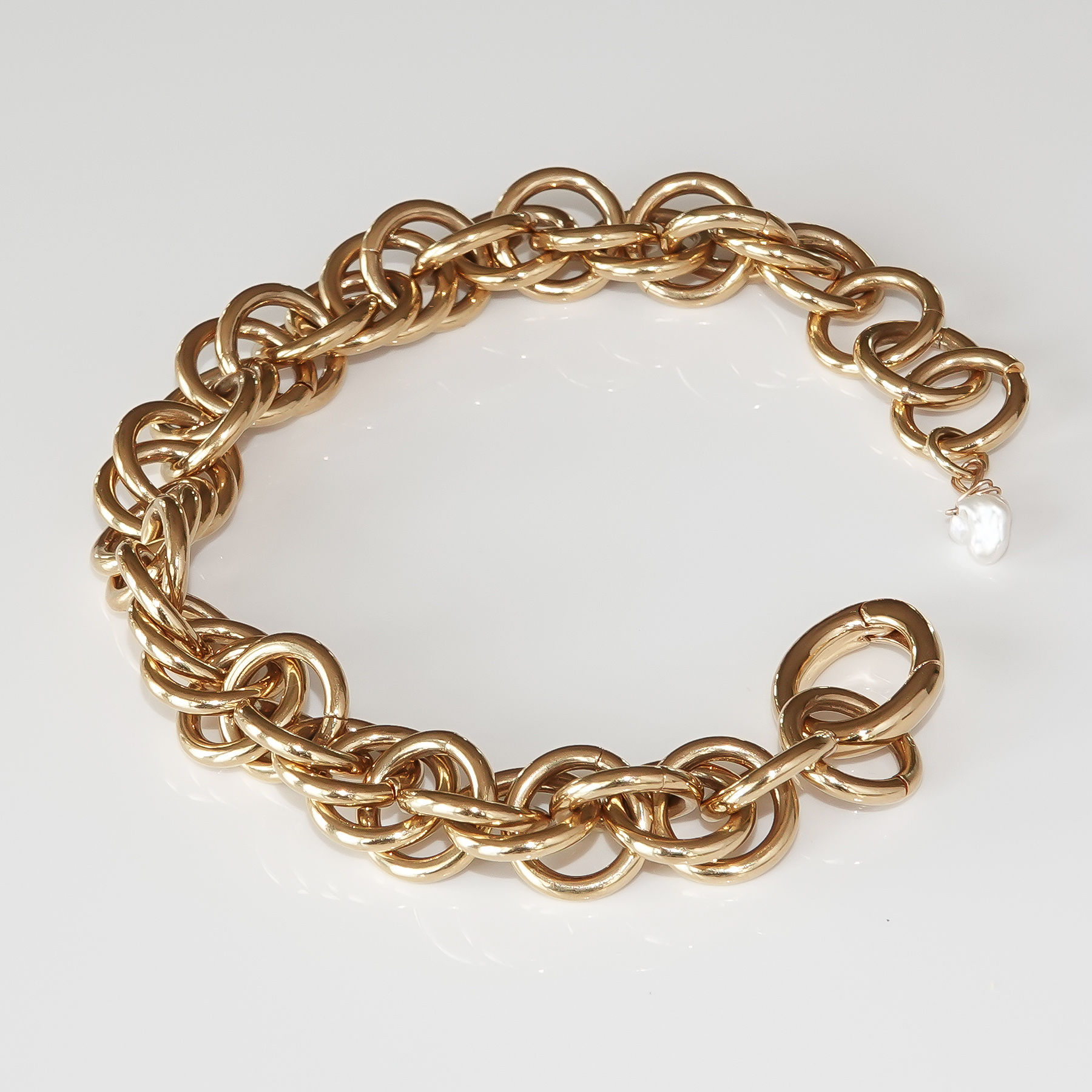 Krysia Renau Chunky 22K Gold Round Link Bracelet