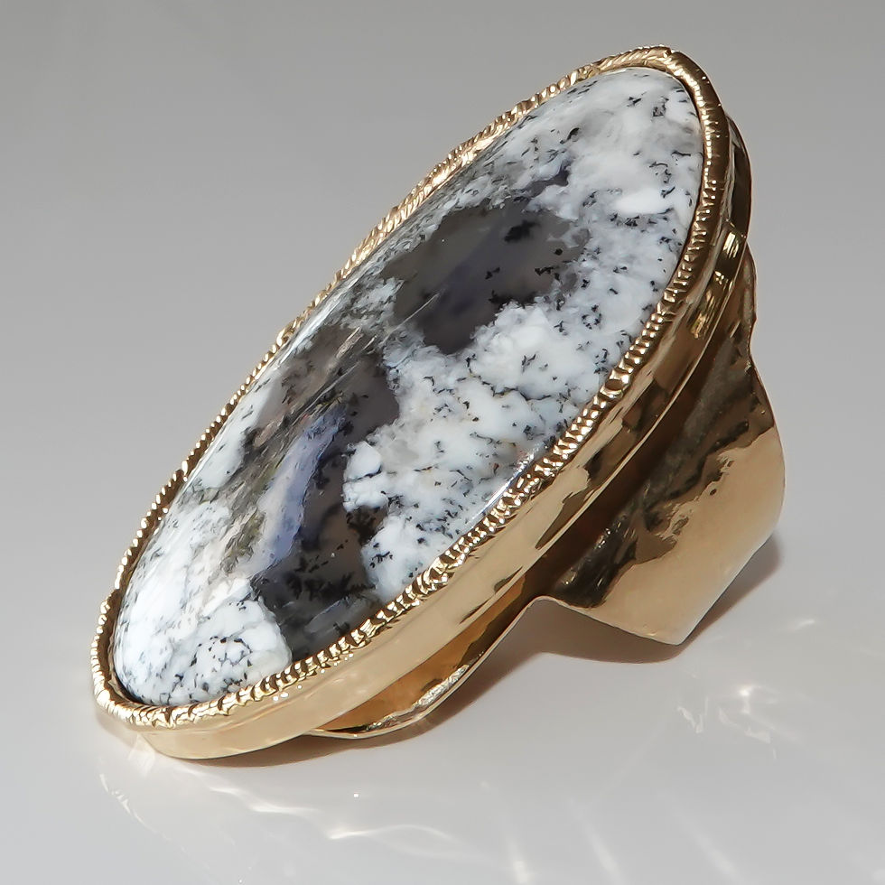 Thumbnail: Black & White Opal Gold Statement Ring Adjustable