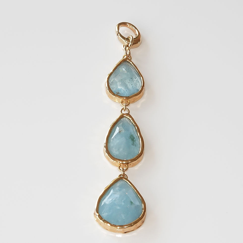 Thumbnail: Krysia Renau Aqua Marine Gold Drop Pendant Necklace