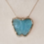Krysia Renau Aqua Marine Carved Blue Tone Butterfly Necklace