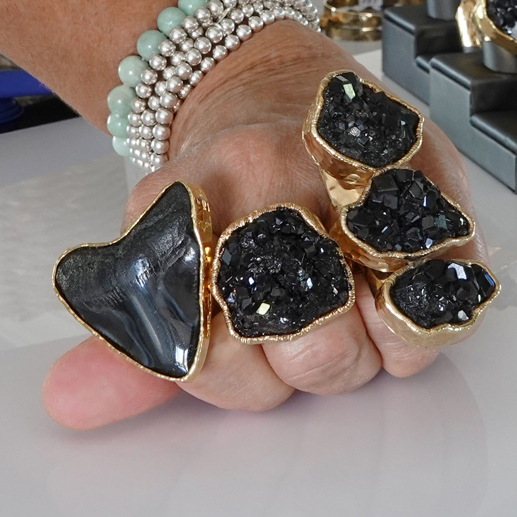 Black Garnet Gold Ring