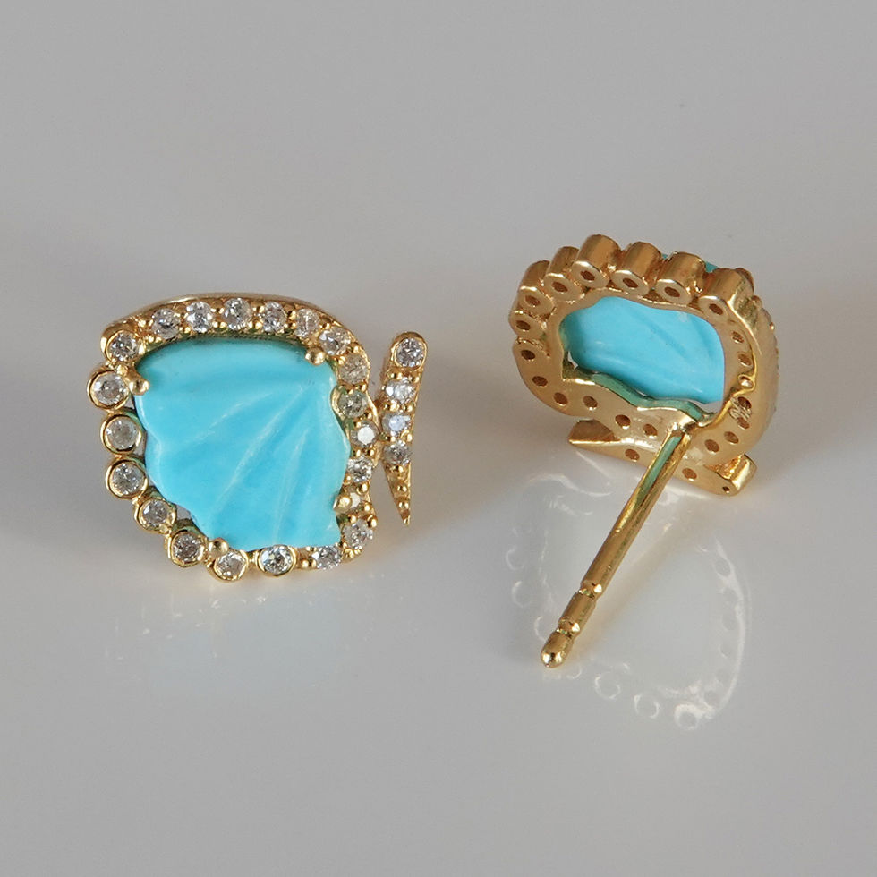 Turquoise Diamond Butterfly Wings Earrings 18K