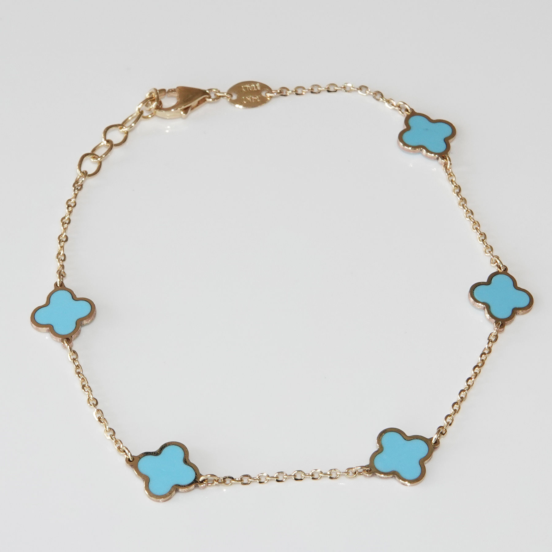 Turquoise Clover Gold Bracelet 14K