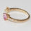Thumbnail: Pink Sapphire Heart Diamond  14K Open Band Ring Size 7