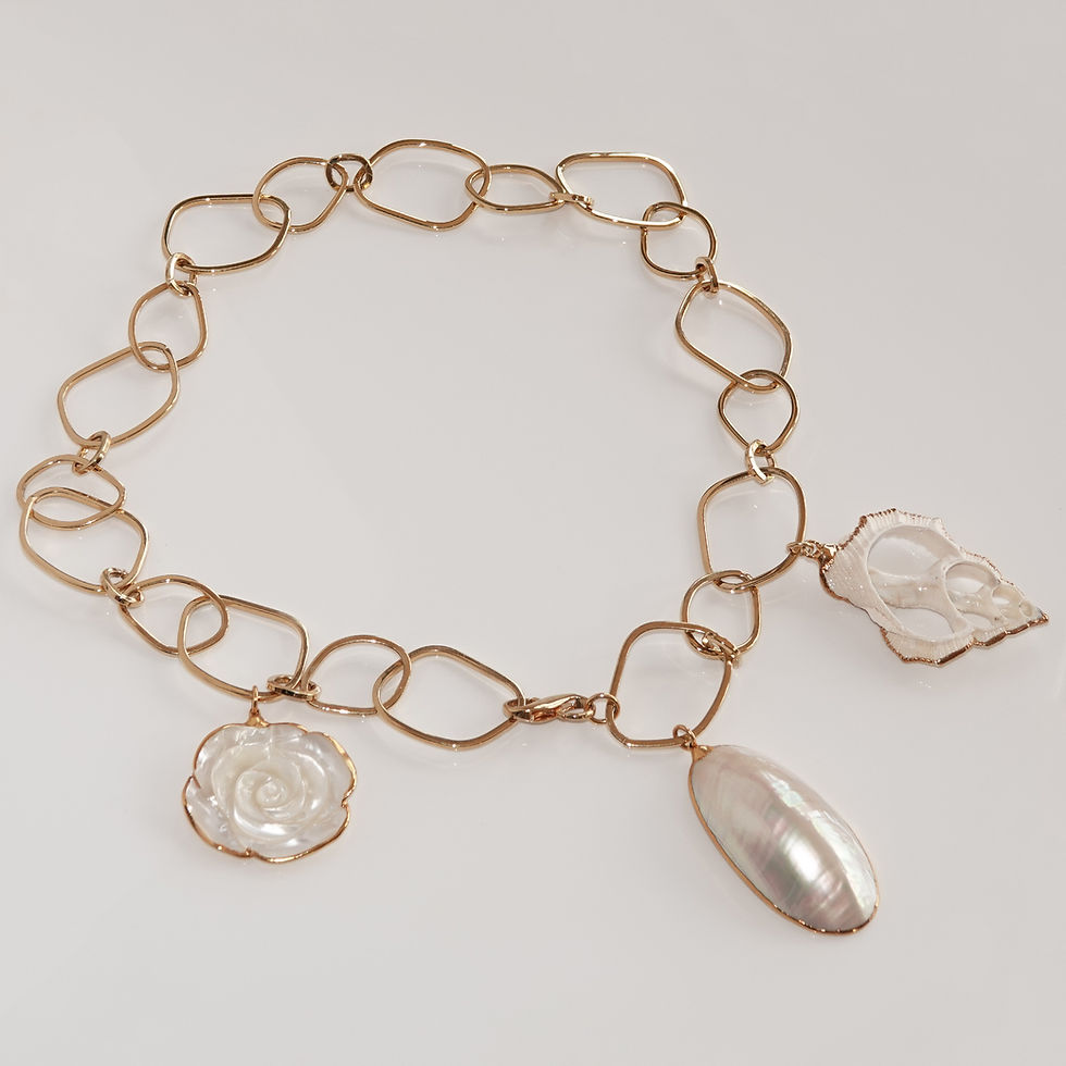 Krysia Renau Large Link Chain Necklace with Gold‑Dipped Shells