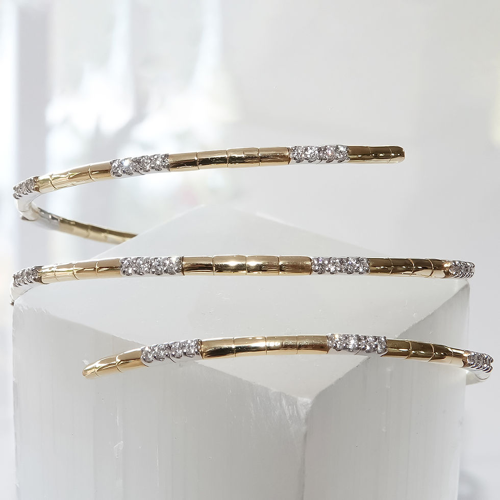 Thumbnail: 18K Gold Diamond Spiral Wrap Bracelet