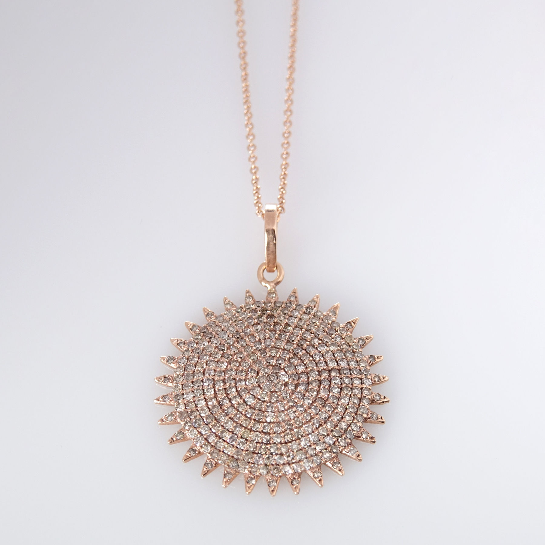 Diamond Sun Disk 14K Yellow Gold Pendant Necklace