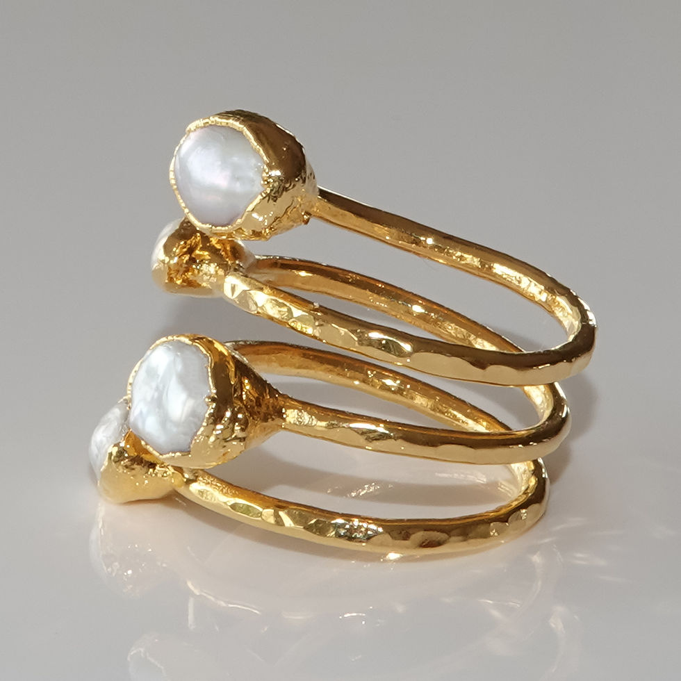 Thumbnail: Krysia Renau Pearl Wrap Ring – Handmade Freshwater Pearls in 22k Gold Plate