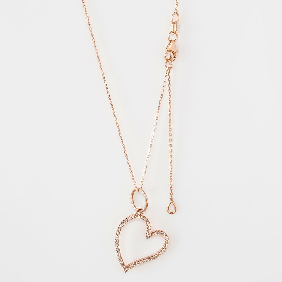 Thumbnail: 14K Rose Gold Floating Heart Necklace