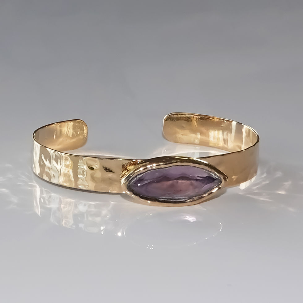 Thumbnail: Krysia Renau Natural Amethyst Gold Bracelet Bangle