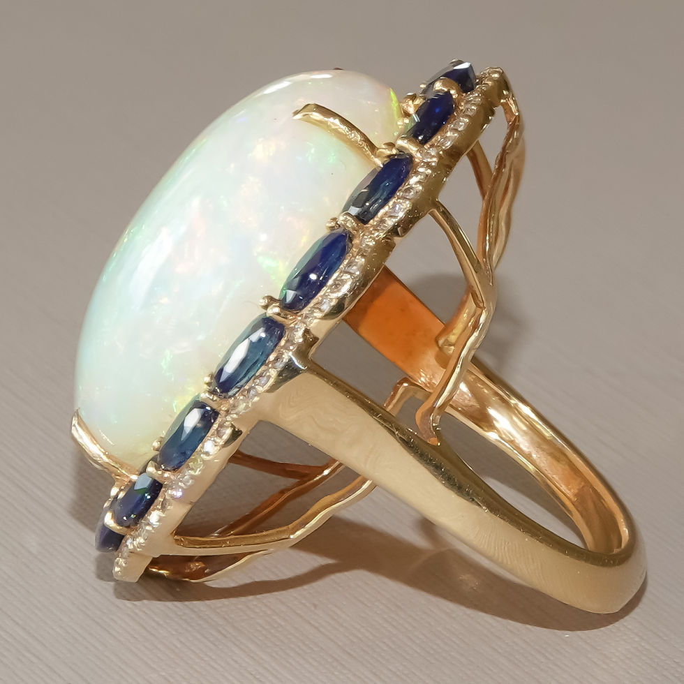 Thumbnail: Ethiopian Opal Statement Ring with Diamonds in 14K Yellow Gold