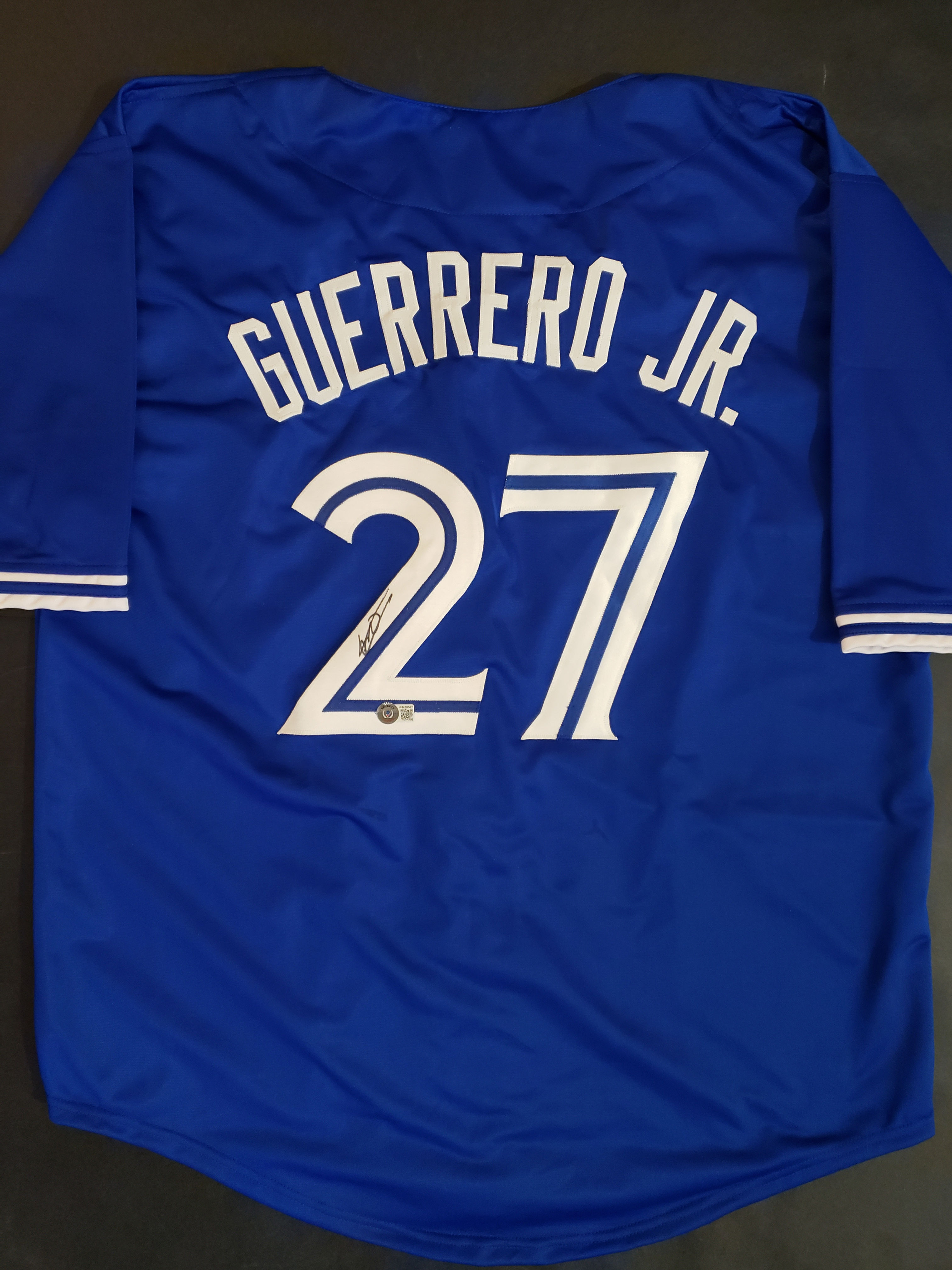 Vladimir Guerrero Jr Autographed Toronto Blue Jays Custom Blue Jersey (BAS COA)
