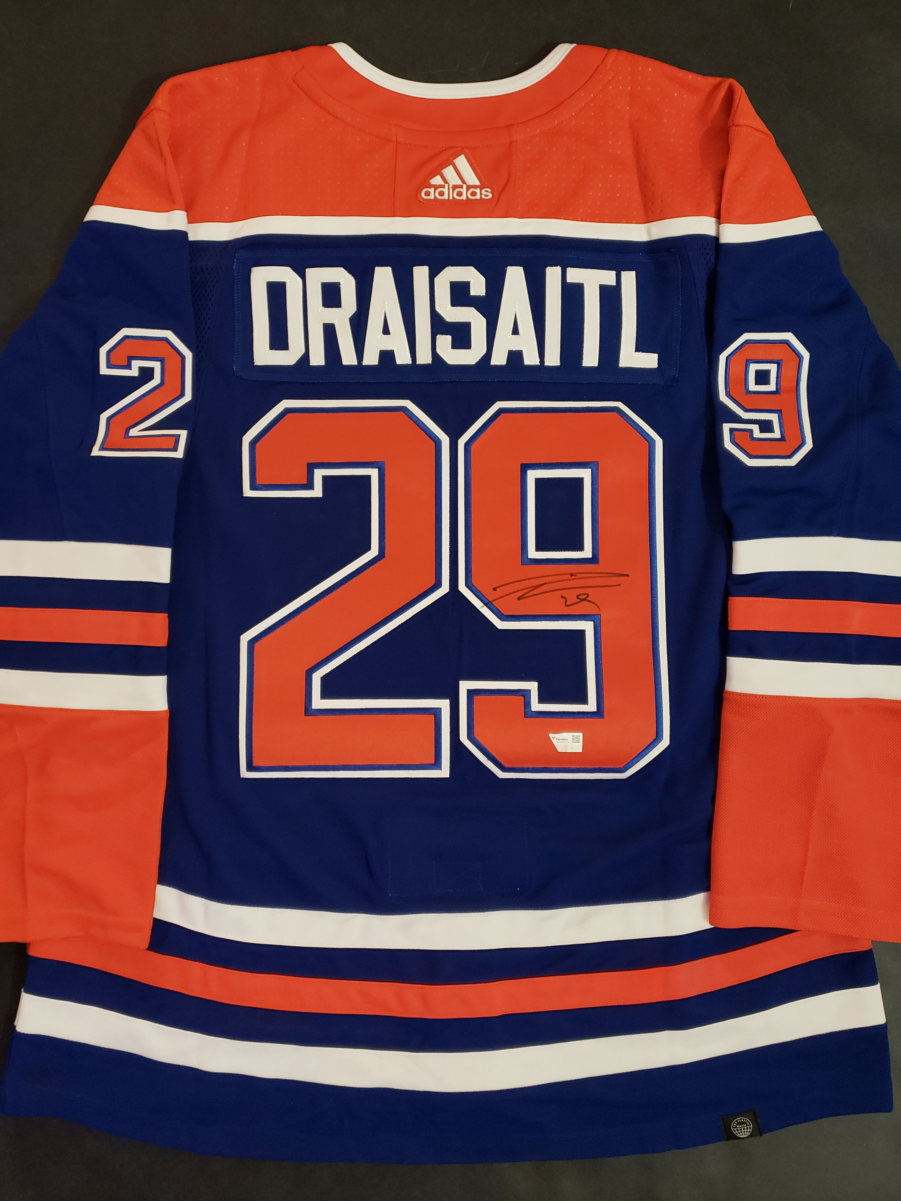Leon Draisaitl Edmonton Oilers Autographed Adidas Blue Jersey (Fanatics COA)