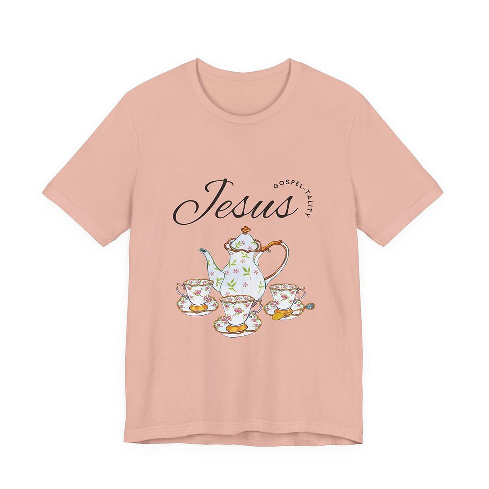 Thumbnail: Jesus Tea Party T-Shirt — Floral Teapot Christian Faith Tee