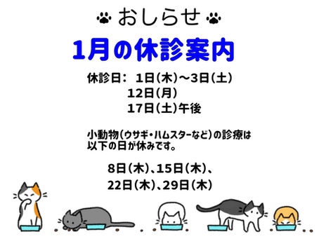 1月の休診日