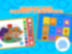 Unleash your curiosity and creativity orange text on a blue background with blue glasses. Screenshots from Blippi’s Curiosity Club App