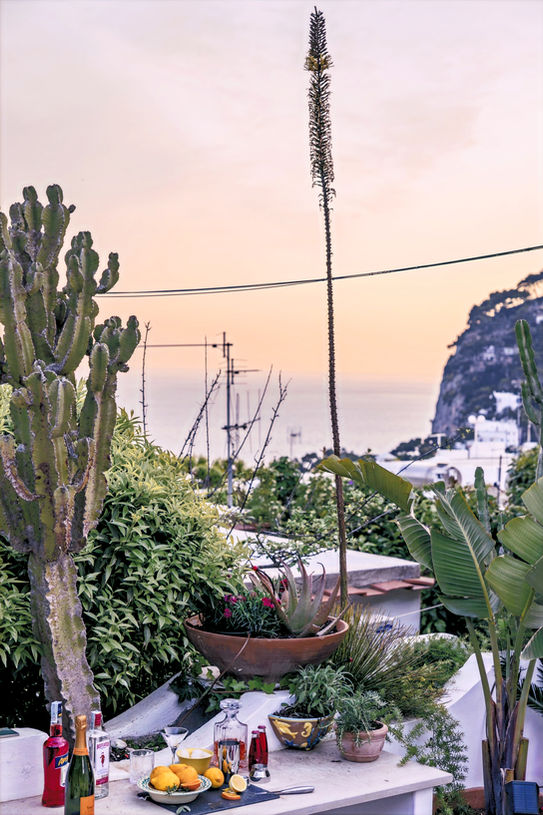 Poggio Posillipo The 4 Seasons Estates. La Villa Caprese Capri - Unique, comfortable, spectacular. Villa for rent with a special area dedicated to evening cocktails which gives that warmth and scent while the sun goes down and Capri begins one of its many memorable evenings.