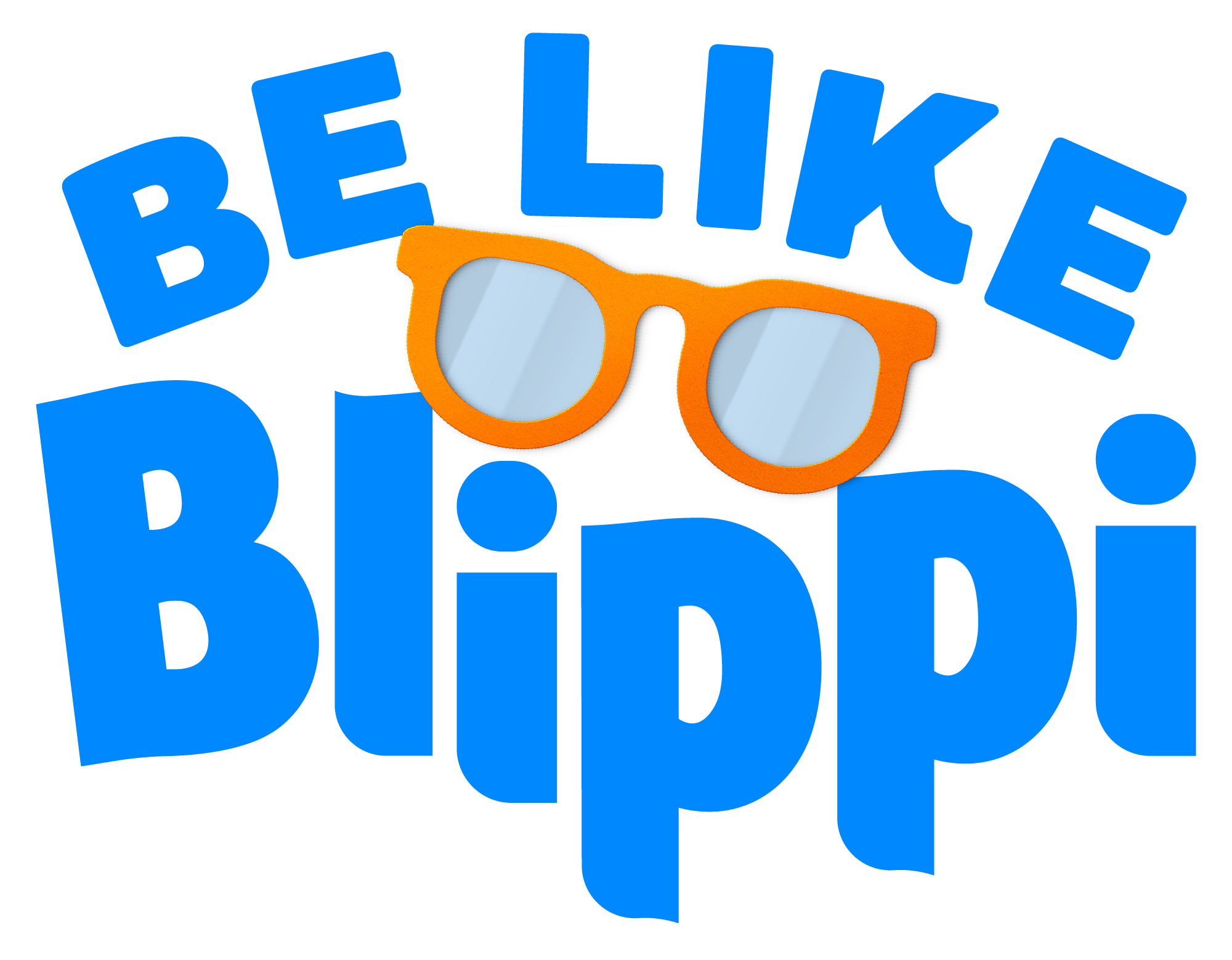 Be Like Blippi Week logo featuring playful typography, bright colors and Blippi’s iconic orange glasses symbolizing curiosity and adventure